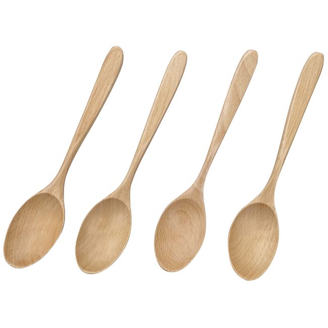 kicoriya Set of 4 Wooden Curry Spoons Dinner Spoons