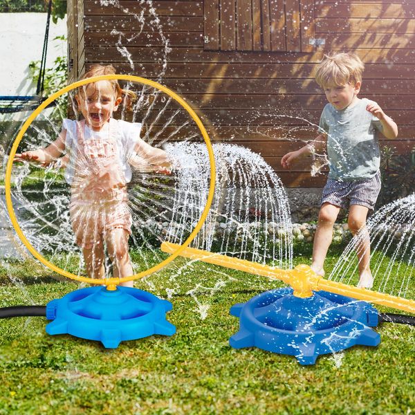 TERRAMUS 2 in 1 Water Sprinkler for Kids, Toddlers Sprinklers Toy with Roating Spray Nozzles Outdoor Water Summer Play Sets for Girls Boys Ages 3-5 4-8 Backyard Lawn Game Sprinkler Toy for Family Play