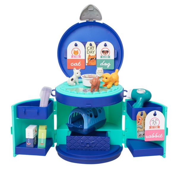 Dazmers Pet Care Playset - Vet Kit for Kids - Pretend Play Kids Pet Doctor Play Set - Durable Plastic Doctor Kit for Toddlers' Pet Care - Veterinarian Playset for Kids - Greenish Blue