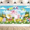 Easter Backdrop Happy Easter Banner Easter Decorations 82inchs x 59inches Easter Party Decorations Indoor Outdoor Spring Decorations