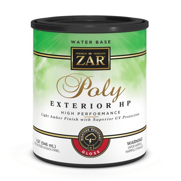 ZAR Clear 32612 1 Quart Gloss Exterior Water Based Polyurethane, QT