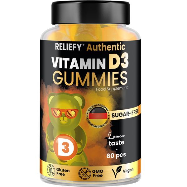 Vitamin D3 Gummies for Adults 400IU – Sugar-Free, Vegan & Gluten-Free – High Strength Chewable Vitamin D Supplement – Natural Lemon Flavor – 60 Count – Essential Immune Support & Bone Health – Non-GMO