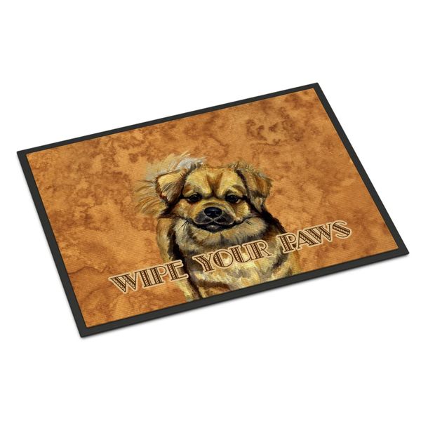 Caroline's Treasures LH9458MAT Tibetan Spaniel Wipe Your Paws Doormat 18x27 Front Door Mat Indoor Outdoor Rugs for Entryway, Non Slip Washable Low Pile, 18H X 27W