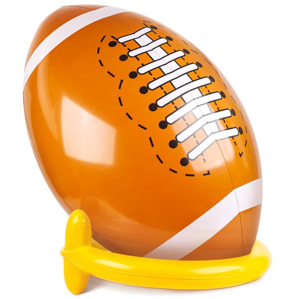 LovesTown 40 Inches Giant Inflatable Football with Tee Set, Jumbo Football Toys for Gameday Football-Themed Party Favors, Sport Party Decorations, Outdoor Football Games for Kids and Adults