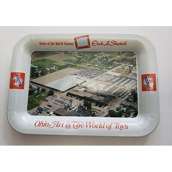 ORIGINAL 1983 OHIO ART BRYAN OHIO ETCH A SKETCH 75TH ANNIVERSARY METAL TRAY