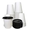 12oz White Coffee Cups and Black Flat Lids Hot Cold Drinks Disposable 500pcs
