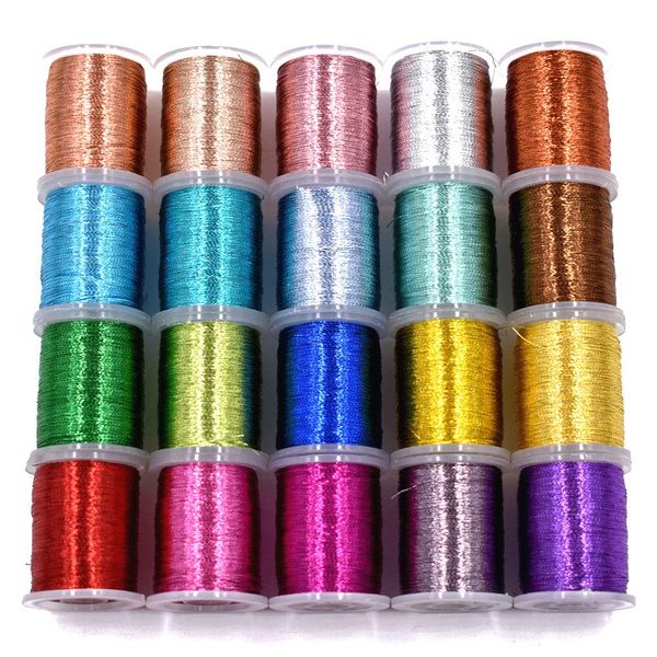 20 Colors Standard Spools Flash Tinsel Thread for Flies Making Fly Tying Materials (20 COLORS-SET A)