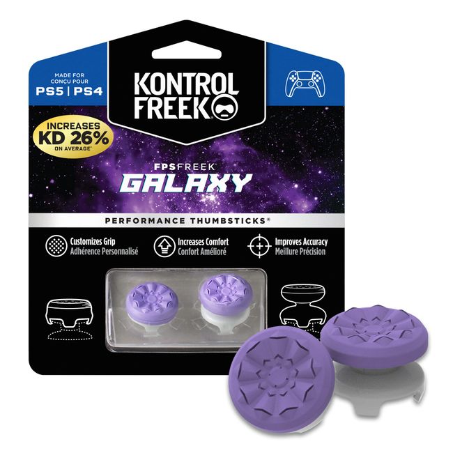 KontrolFreek FPS Freek Galaxy Purple for PlayStation 4 (PS4) and PlayStation 5 (PS5) | Performance Thumbsticks | 1 High-Rise, 1 Mid-Rise | Purple