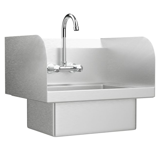 Bonnlo Upgraded Commercial Hand Wash Sink Stainless Steel Prep/ Bar Sinks -  Wall Mount Utility Sink with