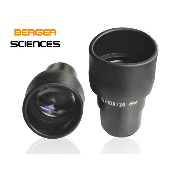 Pair WF 10X/20mm High-Eyepoint Biological Microscope Eyepieces with Eye Guards