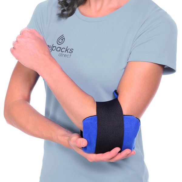 Elbow Ice Pack for Tennis and Golfers Elbow Pain Relief - Adjustable, One-Handed Arm Ice Pack Sleeve - Reusable Hot Cold Compression Wrap for Sports Injuries, Tendonitis, & Bursitis (Gelpacks Direct)