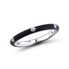 Santuzza 925 Sterling Silver Enamel Stackable Ring Cubic Zirconia Eternity Stacking Ring for Women (Black,7)