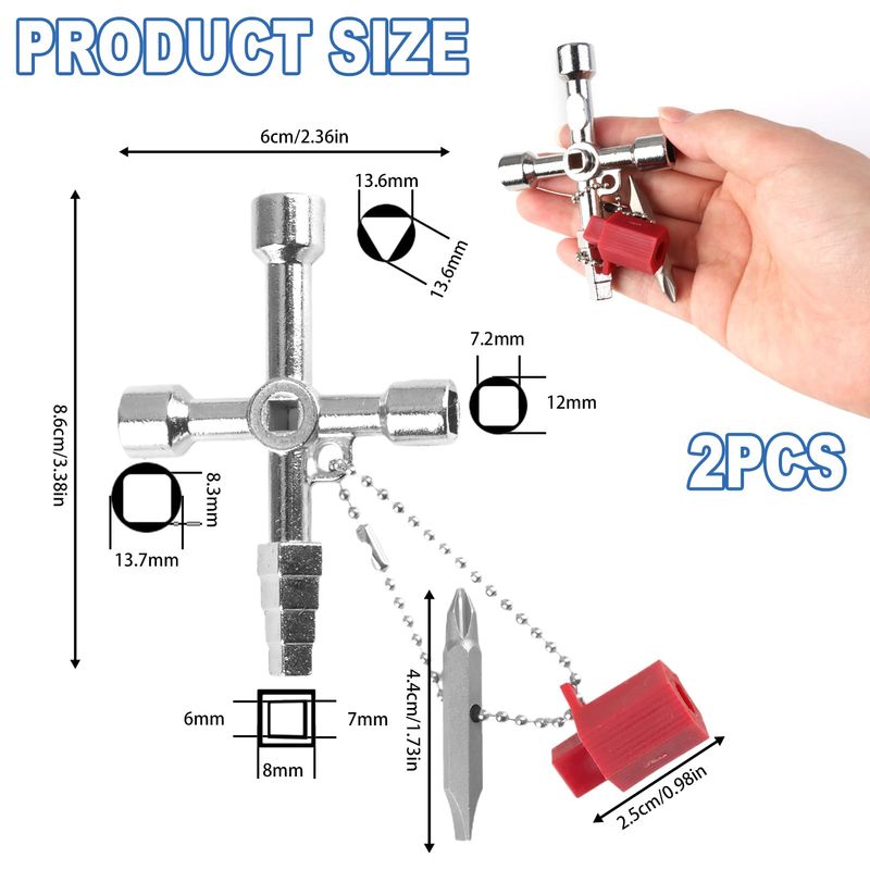 Multi-Functional Universal Cross Key Utility Key, Loft Hatch Key Square ...