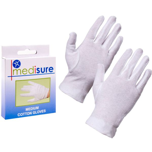 10x Pairs Of Medium100% Cotton Medical Gloves - Dry Skin/Eczema Moisturising Hand Gloves