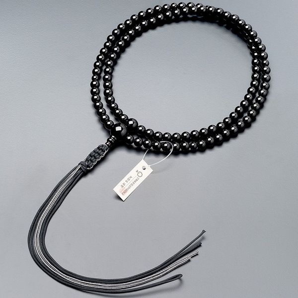 Butsudanya Takita Shoten Rosary Rinzai Buddhist Beads for Men [Black Onyx Shaku 2 Shaku] Pure Silk String Tassel ◆ Kyoto Prayer Beads, Honren Beads, Two-wheel Beads, Zen Buddhist Beads, Official Prayer Beads (Kyo Nenju Beads Manufacturer's Certificate iss