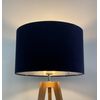 Navy Blue Velvet Brushed Silver Drum Lampshade