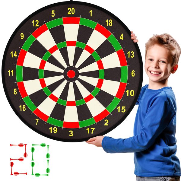 TEMI Giant Dart Board Game for Kids & Adults, 29in Dartboard with 20pcs Sticky Darts for Boys Girls 3 4 5 6 7 8 Years, Perfect for Indoor and Outdoor Gamd Party