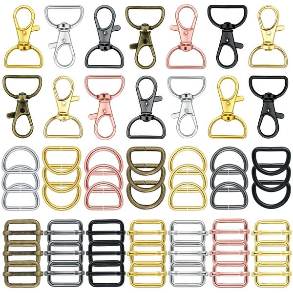 56 Pieces D Rings for Purse Bag Hardware Purse for Bag Making Buckles Craft (Mixed Color,25 mm)