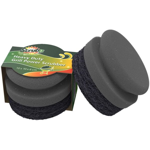 SCRUBIT Grill Cleaning Brush - Bristle Free BBQ Cleaner with Heavy Duty Scrubber Pad, Safe Cast Iron and Griddle Scraper Pads, Ideal Accessories for Charcoal and Gas Grills - 2 Pack