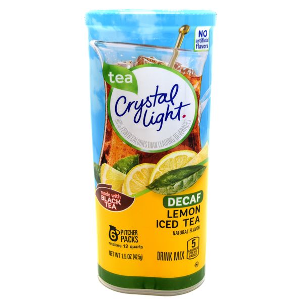 Crystal Light Lemon Decaf Iced Tea Natural Flavor Drink Mix, 12-Quart Canister (Pack of 4)