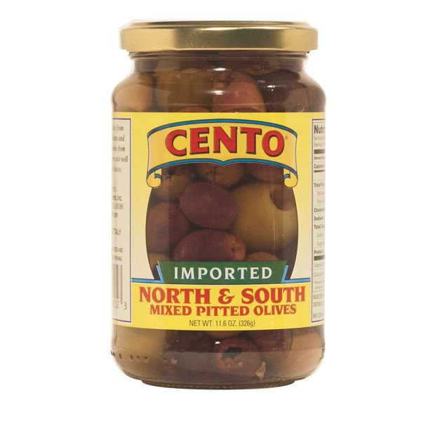 Cento Imported North & South Mixed Pitted Olives, 11.6 Ounce