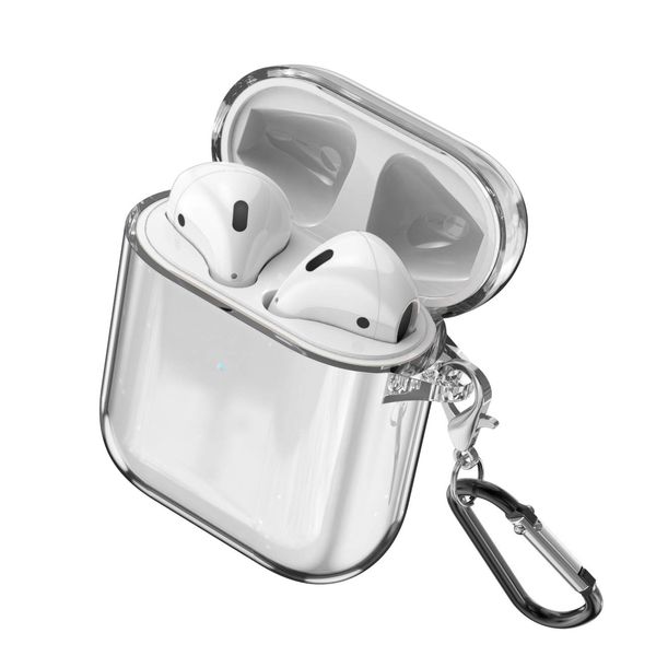 DLseego Compatible with Airpods Case, Soft TPU Shockproof Clear Protective Case with Keychain [Visible Front LED and Supports Wireless Charging] – Transparent