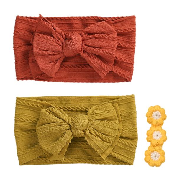 mitas Baby Band, Set of 2, Baby Hair Band, Turban, Ribbon, Stretchable, Soft to the Touch, Newborn, Babies, Kids, Stretchable, Non-Tightening, Hair Access, Hair Clip, Hair Ornament, Hair Clip, Hair