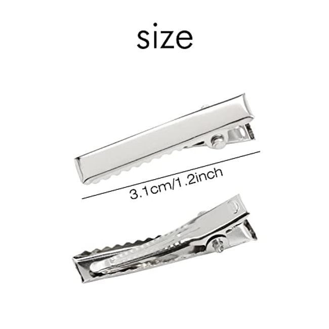 100 Pcs 3.1 Inch Silver DIY Hair Clips - Metal Alligator Clip for