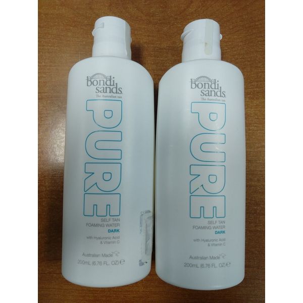 2Pk Bondi Sands Pure Self Tan Foaming Water DARK Hyaluronic Acid/Vitamin C 2D