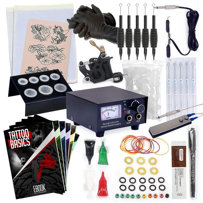 Rehab Ink Complete Tattoo Kit w/Machine, Power Supply, Needles, 4 Inks & More