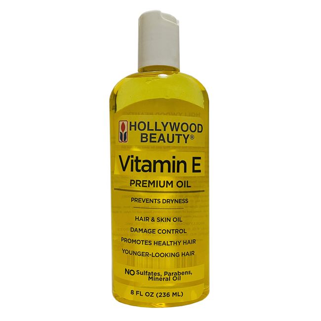 Hollywood Beauty Vitamin E Oil - Prevent Dryness, Rejuvenate Hair, Skin & Scalp - 8 oz. (Pack of 2)