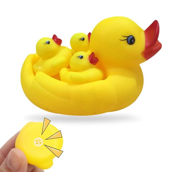 Rubber Duck Family Bathtub Toy, Bath Duck Toys 4 Pcs Rubber Duck Family Squeak Ducks Baby Shower Toy for Toddlers Boys Girls (Mother Child Ducks)