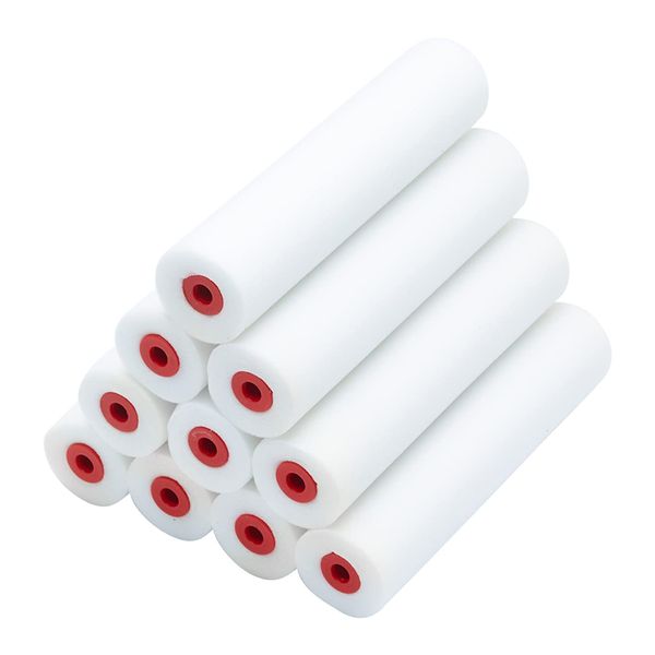 ProDec PRRE050 10 pack 6 inch High Density Foam Mini Paint Rollers for a Smooth Finish with Gloss and Satin Paints on Skirting Boards, Window Sills, Panel Doors, Cabinets, Metal and More, 4"