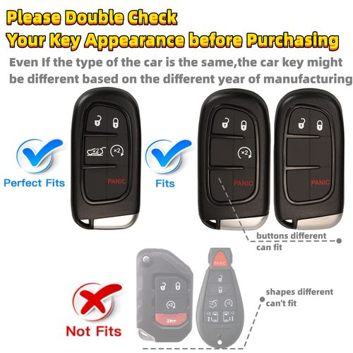 RFSRZ 2PCS for Jeep Key Fob Cover,Fit for Jeep Grand Cherokee Renegade Chrysler Compass Dodge Charge Durango Challenger Smart Key