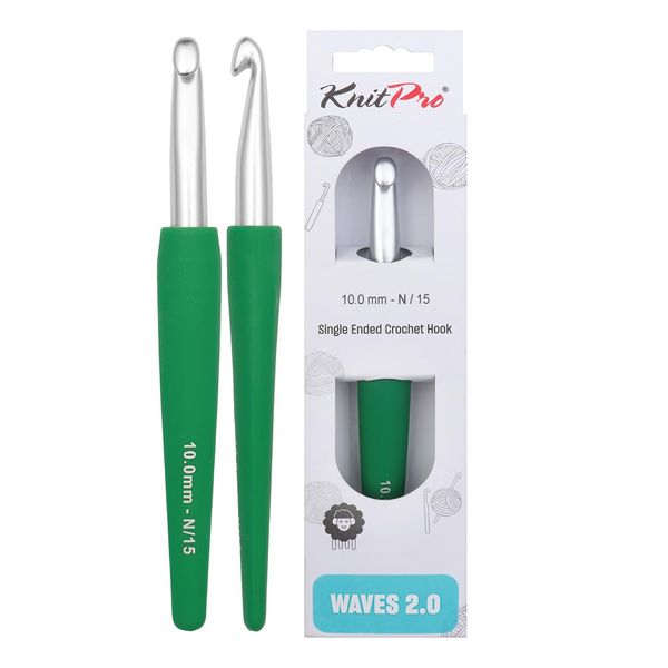 Waves 2.0 Single Ended Crochet Hooks 6.0 mm - J/10 (Minty Teal)