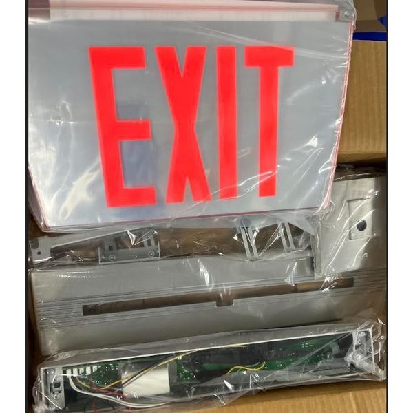 Philips LGN2RMASD2 120/277 VAC Electric LED Emergency Exit Sign Brushed Aluminum