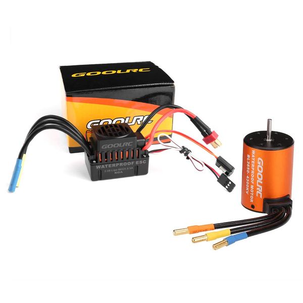 GoolRC Brushless Motor Upgrade Waterproof 3650 4300KV Brushless Motor with 60A ESC Combo Set for 1/10 RC Car Truck