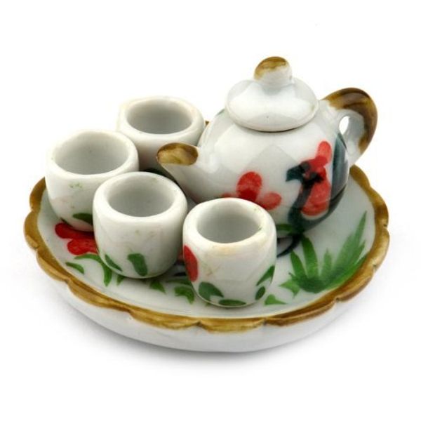 MyTinyWorld Miniature Handmade Cockerel Motif Ceramic Tea Set