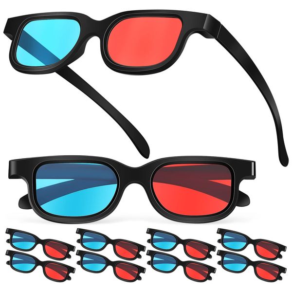 jojofuny 10 Pcs 3D Movie Glasses Red-Blue 3D Glasses Flat- 3D Glasses Viewing Glasses Simple Style 3d Glasses for 3D Movies Games, 3D Viewing Glasses, Light Simple Design