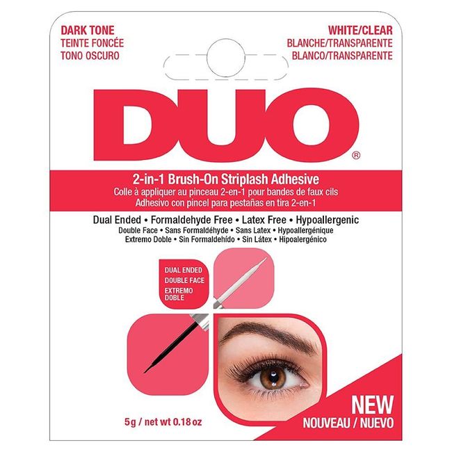 DUO Adhesives, 2-in-1 Brush On Clear & Dark Adhesive 1-Pack-NEW