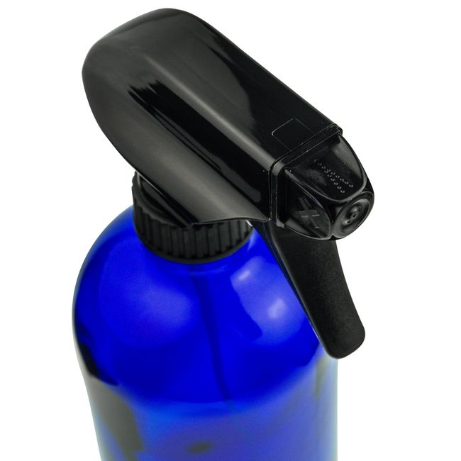 Blue Glass Spray Bottle - Large 16oz Refillable - Black Trigger Sprayer w/  Mist and Stream Settings