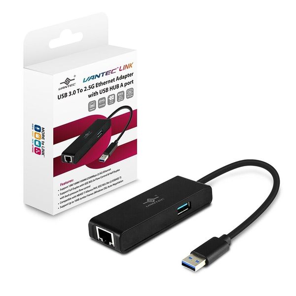 Vantec USB 3.0 To 2.5G Ethernet Adapter With USB HUB A Port