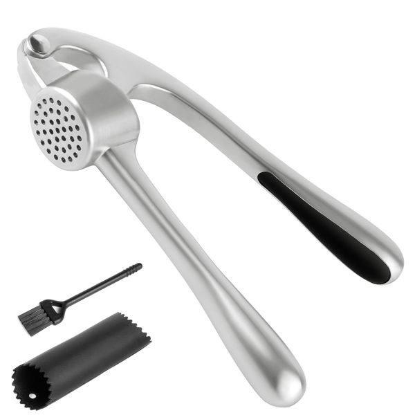 CUESVAP Premium Garlic Press, Garlic Crusher Mincer Chopper with Peeler Roller Tube, Kitchen Tool Set