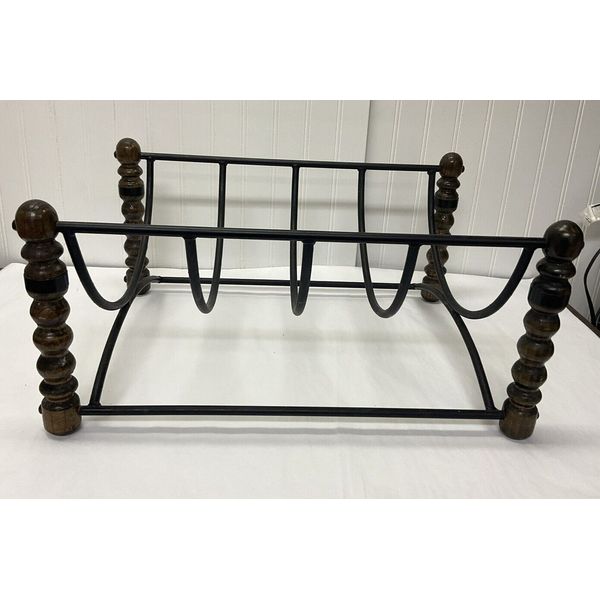 Mid Century Modern Wood & Iron Fireplace Log Holder