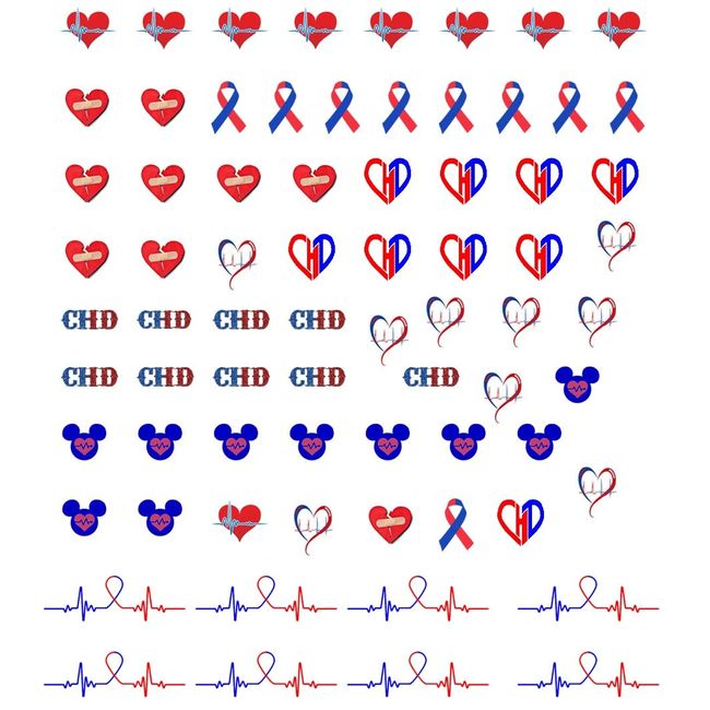 Congenital Heart Disease (CHD) Awareness Collection (CHD awareness Nail Art Decals C2)