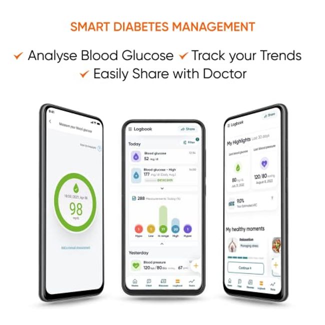 DARIO Blood Glucose Monitor Kit Test Your Blood Sugar Levels and Estimate  A1c After 3m. Kit