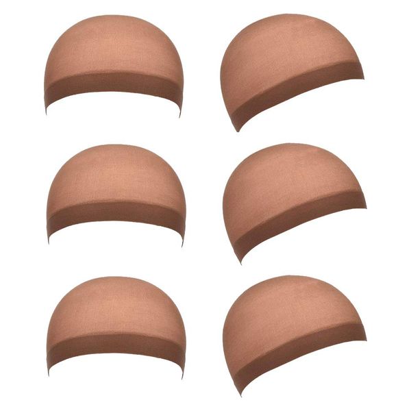 6pcs Soft Comfortable Stretchy Nylon Wig Cap Unisex Wig Stocking Cap Hair Cup for Women and Men - Dark Brown