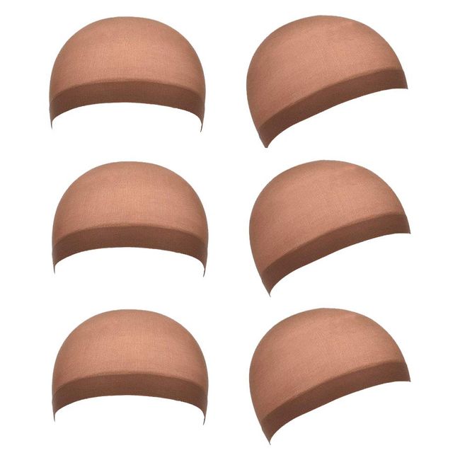 6pcs Soft Comfortable Stretchy Nylon Wig Cap Unisex Wig Stocking Cap Hair Cup for Women and Men - Dark Brown