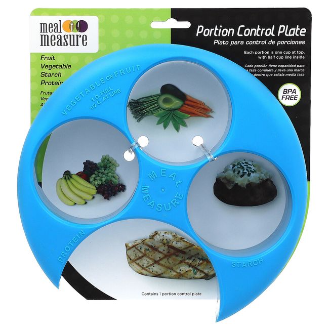 Meal Measure, Portion Control Plate, Blue, 1 Piece