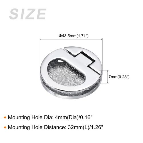 METALLIXITY Flush Ring Pull Handles(43.5mm/1.71") 1Pcs, Zinc Alloy Flush Pull Slam Latch with Screws - for Drawer Sliding Door, Light Silver